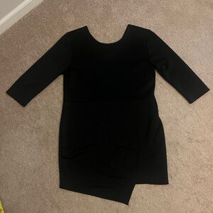 Club L London Asymmetrical Long Sleeve Dress Neoprene Feel Size 22